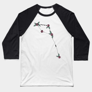 Delphinus (Dolphin) Constellation Roses and Hearts Doodle Baseball T-Shirt